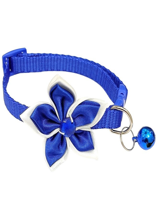 BohoBark Dog 10 MM Collar with Bell-Bow Tie Cute Safety Collars, Adjustable Cat Collar Flower Design for Puppies and Small Dogs (Blue) - Image 1